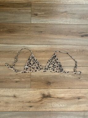 Rhythm. Tan Leopard Print Triangle Bikini Top